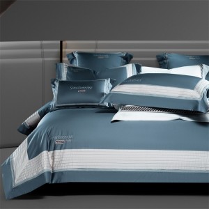 100% cotton home hotel textile blue comforter cover with 2 high-end pillowcases coverlets patchwork bedding set manufacture