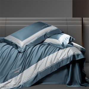 100% cotton home hotel textile blue comforter cover with 2 high-end pillowcases coverlets patchwork bedding set manufacture