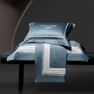 100% cotton home hotel textile blue comforter cover with 2 high-end pillowcases coverlets patchwork bedding set manufacture