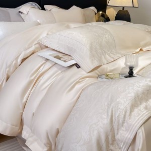 Hot-selling A-class high-end satin jacquard long-staple cotton four-piece set splicing quilt cover bedding set