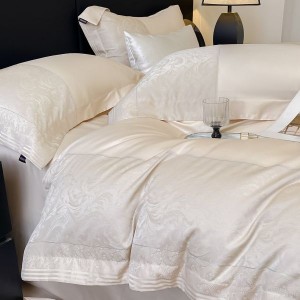 Hot-selling A-class high-end satin jacquard long-staple cotton four-piece set splicing quilt cover bedding set