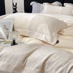 Hot-selling A-class high-end satin jacquard long-staple cotton four-piece set splicing quilt cover bedding set