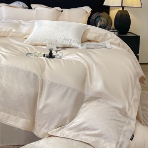 Hot-selling A-class high-end satin jacquard long-staple cotton four-piece set splicing quilt cover bedding set