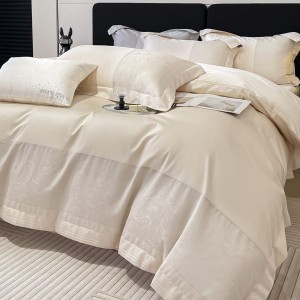 Hot-selling A-class high-end satin jacquard long-staple cotton four-piece set splicing quilt cover bedding set