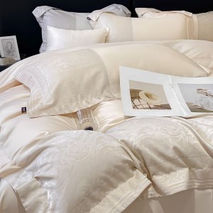Hot-selling A-class high-end satin jacquard long-staple cotton four-piece set splicing quilt cover bedding set