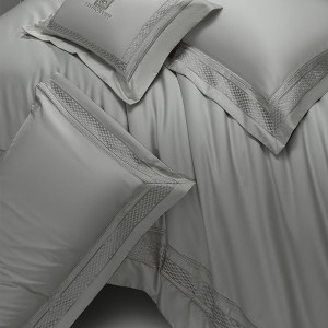 Light luxury senior satin cotton bed linen exquisite king size house solid color comforter cover bedroom bedding set wholesaler