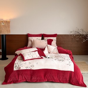 Elegant design full size embroidery adult pillowcases luxury 100% cotton sateen comforter cover bedding set supplier