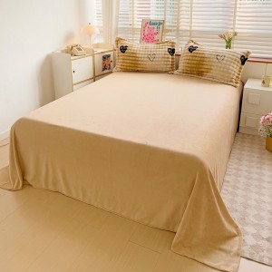 Hot selling winter brown fleece bed linen 1.8m coverlets with 2 soft pillow shams fluffy duvet cover queen size bedding set supplier