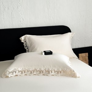 100S Long Staple Cotton Butterfly Hollow Embroidery Lace Edge Duvet Cover White Bed Sheet Light Luxury Bedding Set
