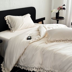 100S Long Staple Cotton Butterfly Hollow Embroidery Lace Edge Duvet Cover White Bed Sheet Light Luxury Bedding Set