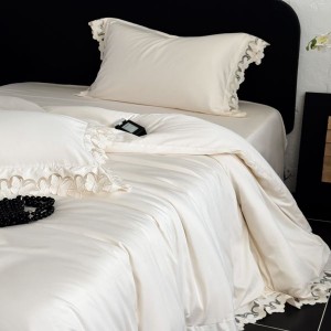 100S Long Staple Cotton Butterfly Hollow Embroidery Lace Edge Duvet Cover White Bed Sheet Light Luxury Bedding Set