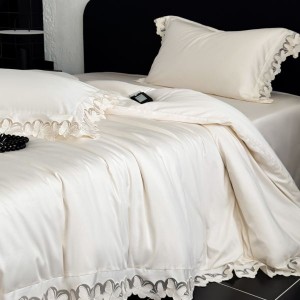 100S Long Staple Cotton Butterfly Hollow Embroidery Lace Edge Duvet Cover White Bed Sheet Light Luxury Bedding Set