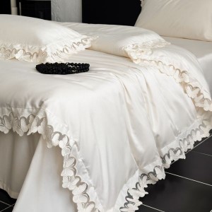 100S Long Staple Cotton Butterfly Hollow Embroidery Lace Edge Duvet Cover White Bed Sheet Light Luxury Bedding Set