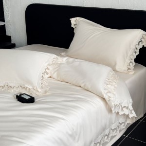 100S Long Staple Cotton Butterfly Hollow Embroidery Lace Edge Duvet Cover White Bed Sheet Light Luxury Bedding Set