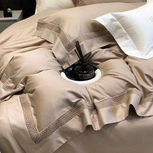 High-End solid color comforter set lyocell cotton bedsheets queen king size coverlets with 2 soft pillowslips bedding set supplier
