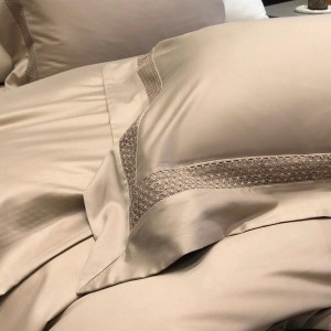 High-End solid color comforter set lyocell cotton bedsheets queen king size coverlets with 2 soft pillowslips bedding set supplier