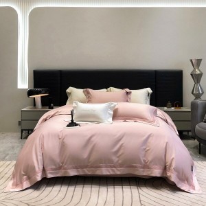 High-End solid color comforter set lyocell cotton bedsheets queen king size coverlets with 2 soft pillowslips bedding set supplier