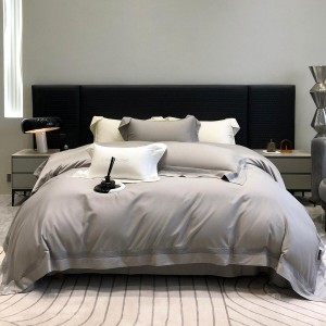 High-End solid color comforter set lyocell cotton bedsheets queen king size coverlets with 2 soft pillowslips bedding set supplier