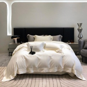 High-End solid color comforter set lyocell cotton bedsheets queen king size coverlets with 2 soft pillowslips bedding set supplier