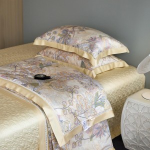 100% lyocell satin home hotel textile yellow comforter cover with 2 high-end printing pillowcases coverlets bedding set manufacture