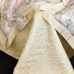 100% lyocell satin home hotel textile yellow comforter cover with 2 high-end printing pillowcases coverlets bedding set manufacture