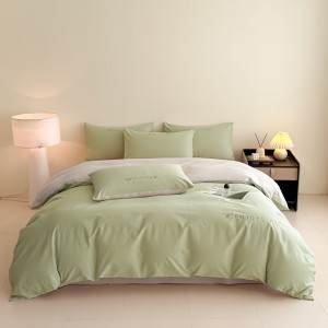 Solid color blue cottoncomforter duvet cover with 2 pillow shams double coverlets flat sheet 4PCS textile bedding set wholesaler