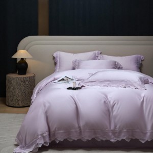 ODM/OEM purple solid color home hotel textile high-end bedroom bedding lyocell bedding set supplier