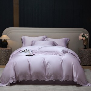 ODM/OEM purple solid color home hotel textile high-end bedroom bedding lyocell bedding set supplier