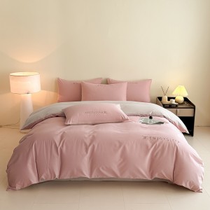 Solid color blue cottoncomforter duvet cover with 2 pillow shams double coverlets flat sheet 4PCS textile bedding set wholesaler