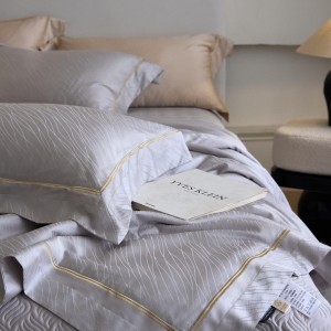 Jacquard comforter duvet cover with 2 grey pillow shams double coverlets flat sheet 4PCS 100S lyocell cottontextile bedding set wholesaler