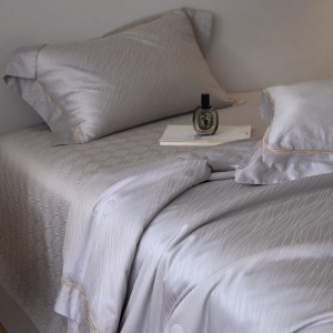 Jacquard comforter duvet cover with 2 grey pillow shams double coverlets flat sheet 4PCS 100S lyocell cottontextile bedding set wholesaler