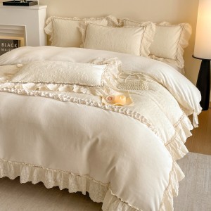 High gram weight velvet fluffy pillowcases 2/2.3m adult coverlets printed pillow shams high-quality 4-piece bedding set manufacture