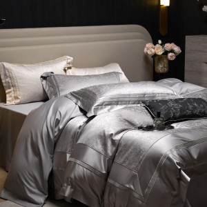 Jacquard duvet cover fitted flat sheets 2m/2.2m double bedsheet premium cotton pillowslip queen king size bedding set