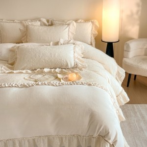 High gram weight velvet fluffy pillowcases 2/2.3m adult coverlets printed pillow shams high-quality 4-piece bedding set manufacture