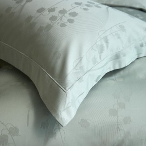 Customized 100S long staple cotton single green jacquard home hotel textile high-end bedroom bedding set manufacture