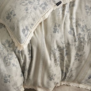 2025 new silk cotton and linen floral jacquard duvet cover flat & fitted sheet queen king four-piece bedding set