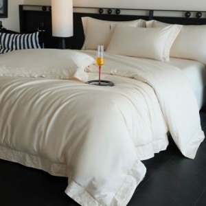Cotton mercerized air jet 13376 hollow embroidery quilt cover bed sheet pillowcase four-piece set