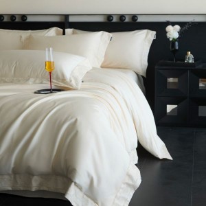 Cotton mercerized air jet 13376 hollow embroidery quilt cover bed sheet pillowcase four-piece set