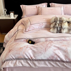 High-End patchwork comforter set 500TC bedsheets queen king size coverlets with 2 pink pillowslips bedding set supplier