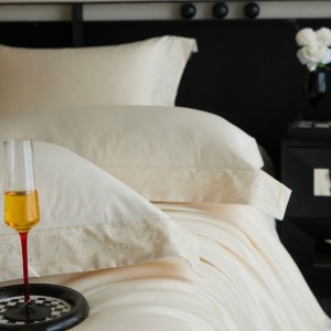 Cotton mercerized air jet 13376 hollow embroidery quilt cover bed sheet pillowcase four-piece set