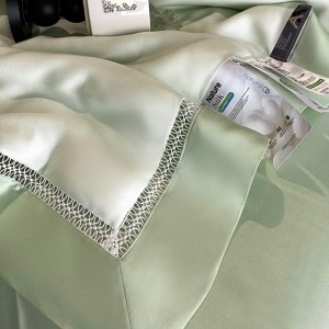 Pastoral style 100% lyocell fiber print pillow cover quality breathable summer home textile green boys quilt sets wholesaler