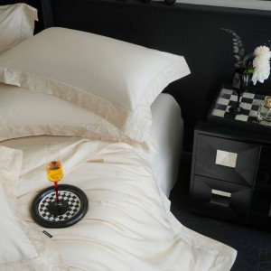 Cotton mercerized air jet 13376 hollow embroidery quilt cover bed sheet pillowcase four-piece set