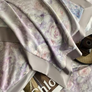 Premium Cotton Home Textile Purple Digital Printed Duvet Cover Flat Sheet Flower Pillowcase Bedding Set