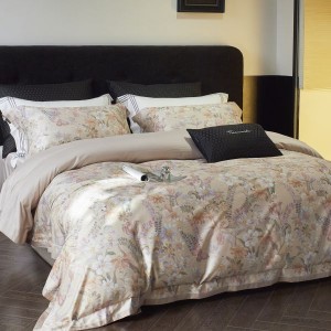 High end digital printing comforter duvet cover lyocell cotton brushed bed sheet set floral pillowcases bedding set