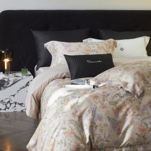 High end digital printing comforter duvet cover lyocell cotton brushed bed sheet set floral pillowcases bedding set