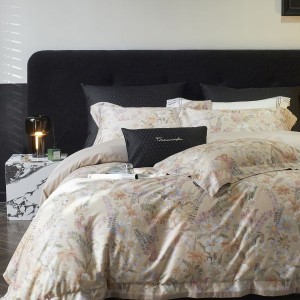High end digital printing comforter duvet cover lyocell cotton brushed bed sheet set floral pillowcases bedding set