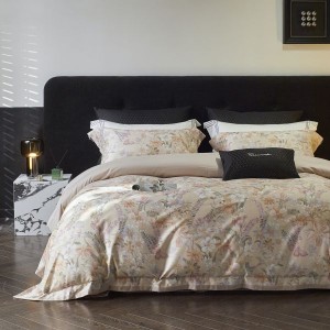 High end digital printing comforter duvet cover lyocell cotton brushed bed sheet set floral pillowcases bedding set