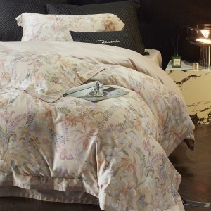 High end digital printing comforter duvet cover lyocell cotton brushed bed sheet set floral pillowcases bedding set
