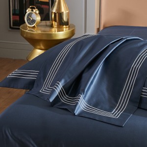 100% Cotton Bed Quilt Cover Soft Breathable Comforter Luxury Blue Solid Color Bedsheet Bedding Sets