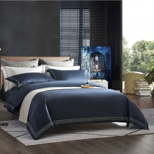 100% Cotton Bed Quilt Cover Soft Breathable Comforter Luxury Blue Solid Color Bedsheet Bedding Sets